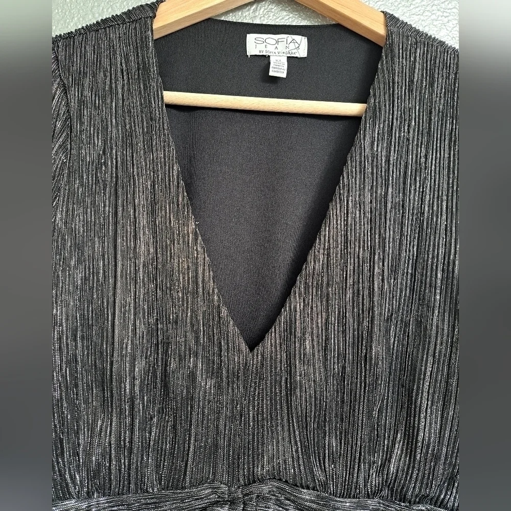 Sofia Vergara Metallic Cropped Blouse Size XL